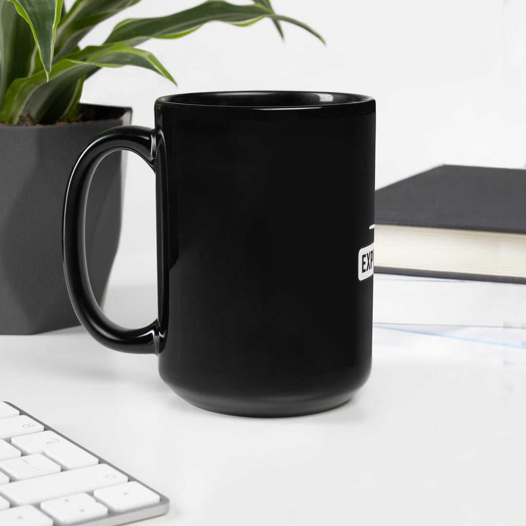 black glossy ceramic mug