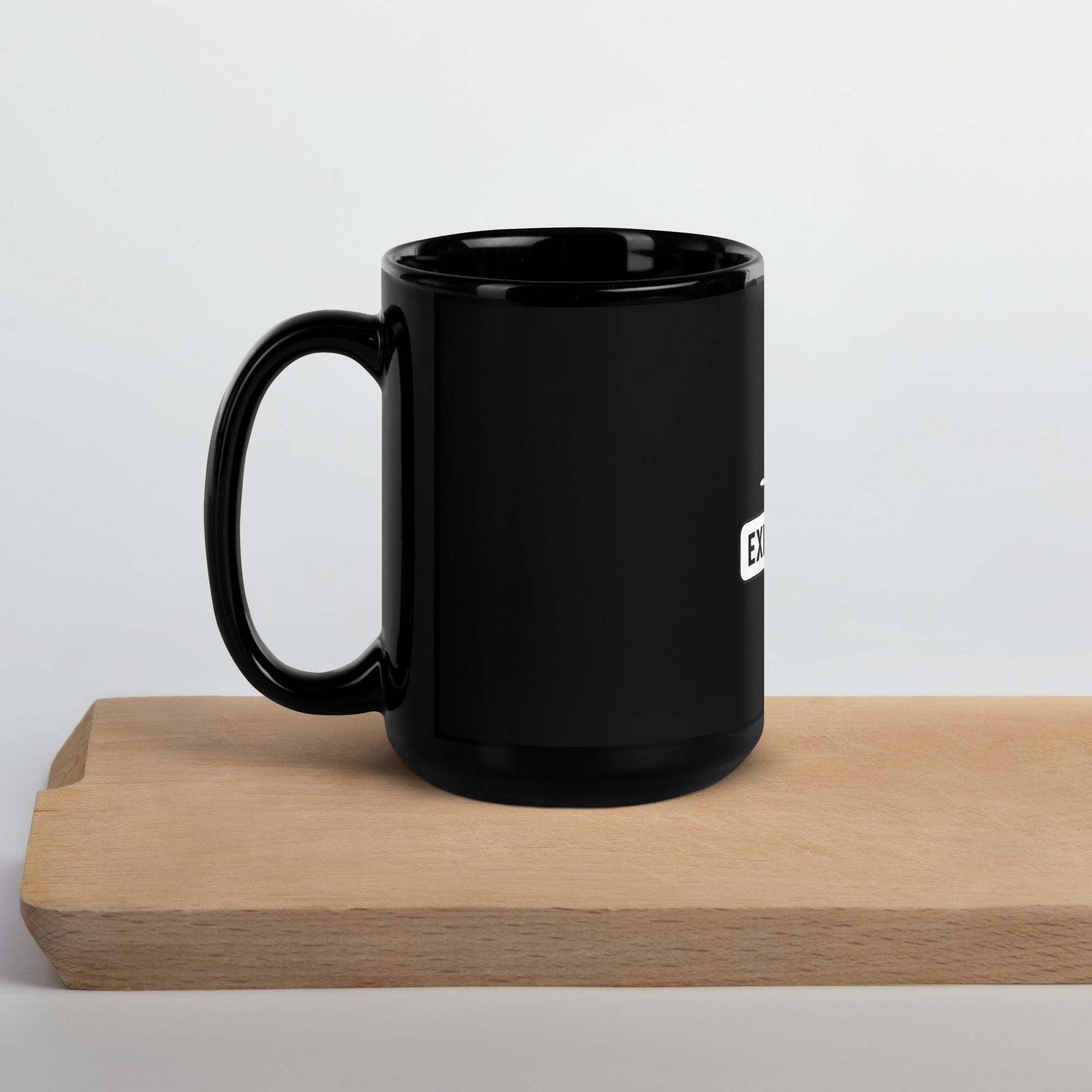 black glossy ceramic mug