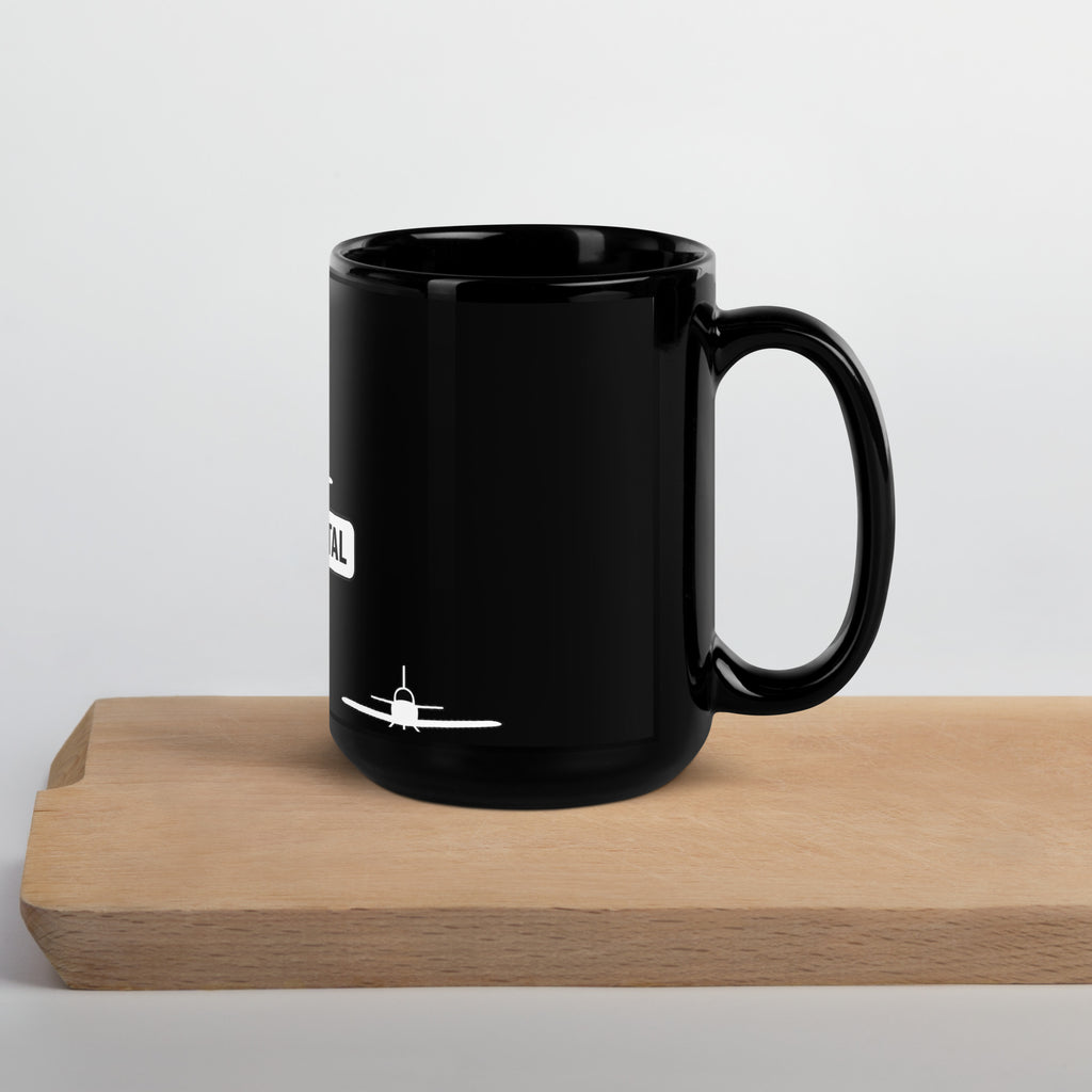 black glossy ceramic mug