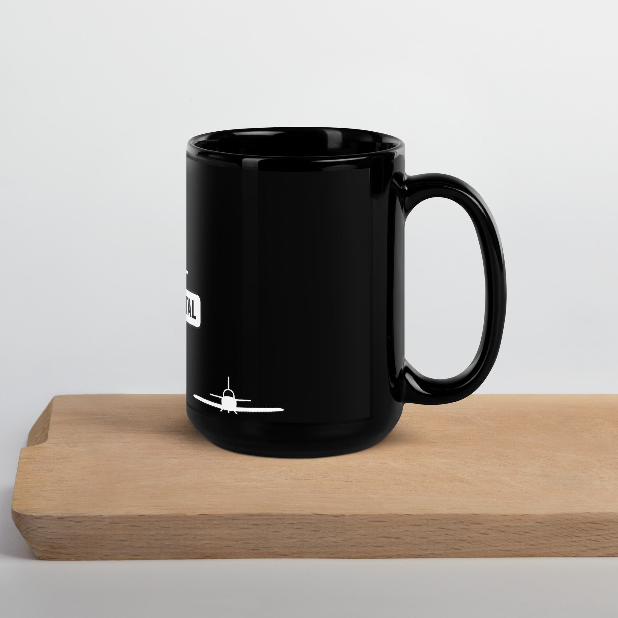 black glossy ceramic mug