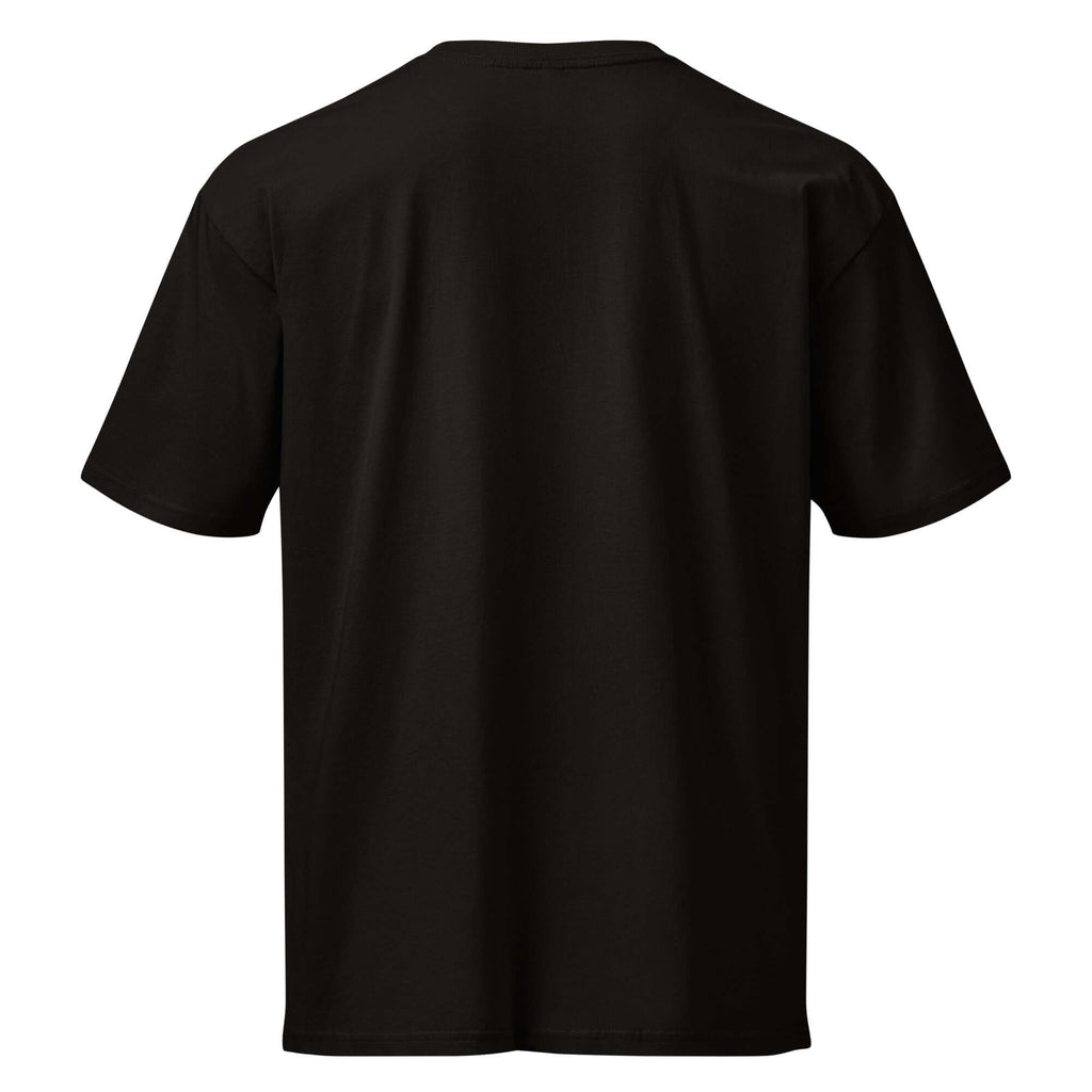 Back view of men's premium short sleeve tee in black, showcasing its clean design and comfortable fit.