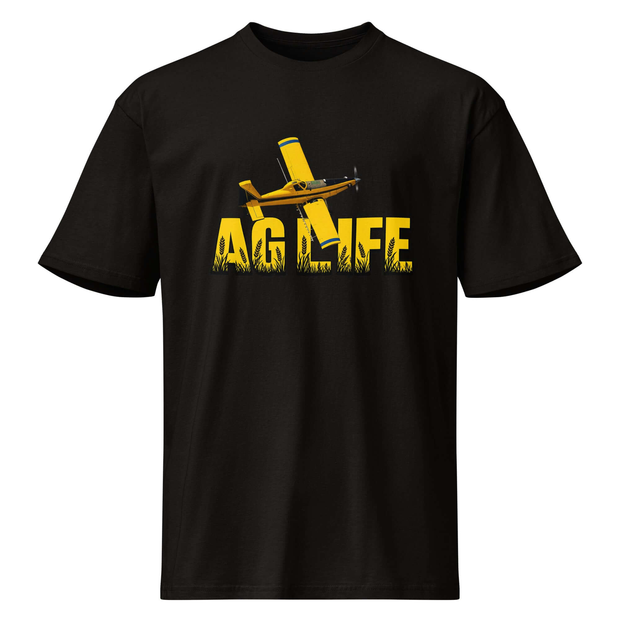 Men's premium short sleeve tee featuring an AG LIFE graphic and airplane design.